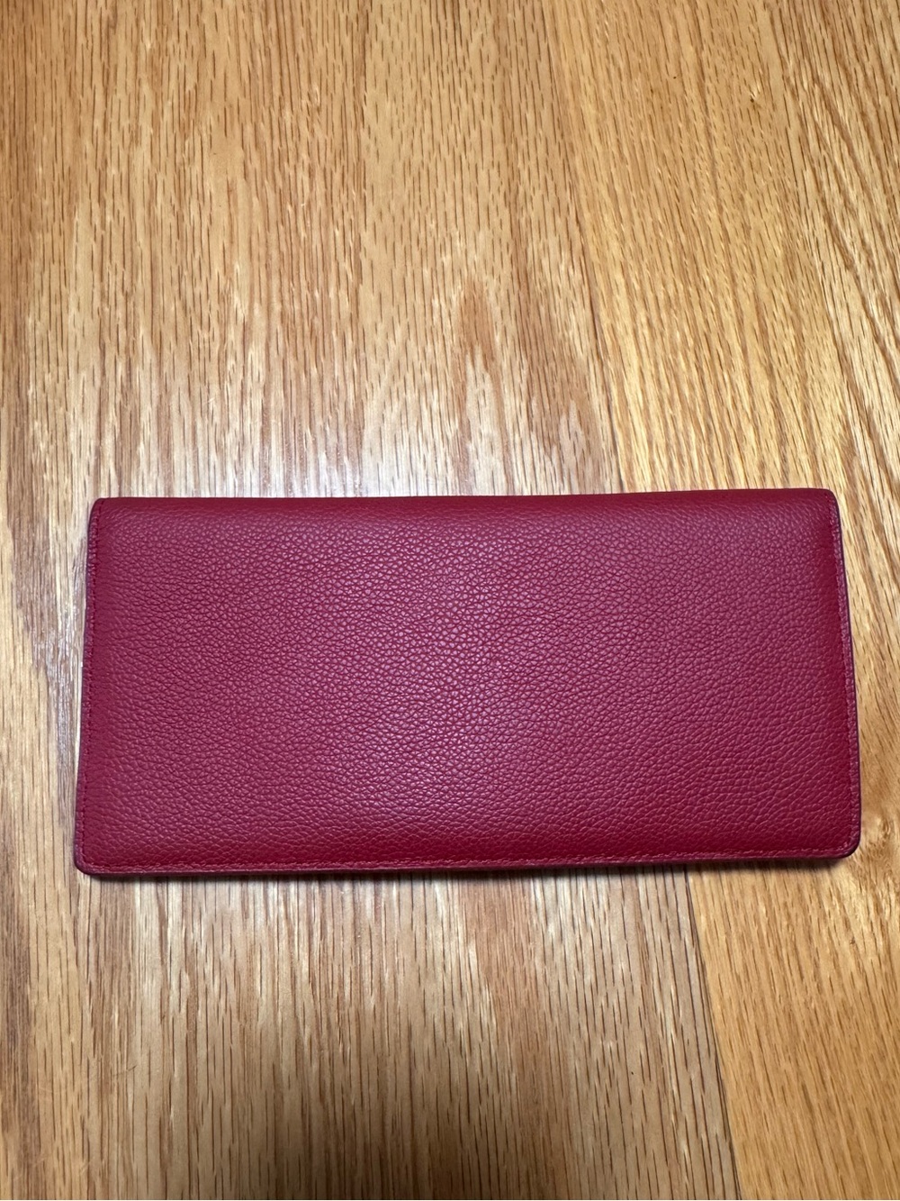 Slim Red Leather Card Holder Wallet